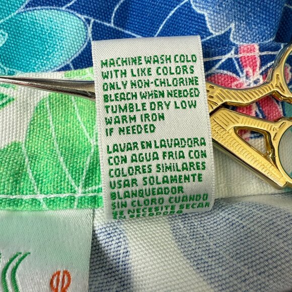 Bill Blass Women's Bold Floral Capri Pants Sz 16 Hi Rise Blue Pink Green Cotton - Picture 12 of 12